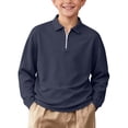 thumbnail image 1 of StSilkitty Kids Long Sleeve Golf Shirts Quarter Zip Collared School Uniform Dress Shirts Lightweight Soft Comfy Tees, 1 of 9