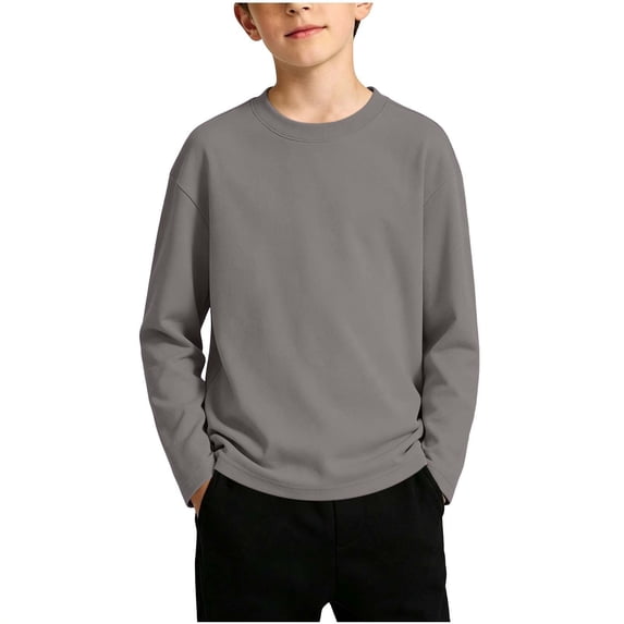 StSilkitty Long Sleeve Basic T-Shirts for Boys Girls Cotton Crewneck Tee Shirts Lightweight Breathable Pullover Tops