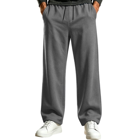 StSilkitty Loose Casual Pants for Mens Elastic Waist Drawstring Wide Leg Pants Solid Color Lightweight Soft Trousers with Pockets