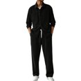 thumbnail image 1 of StSilkitty Men's 2 Piece Outfit Long Sleeve Collared Button down Shirts and Loose Pants Sets Solid Color Lightweight Casual Set, 1 of 7