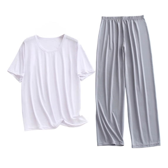 StSilkitty Men's 2 Piece Outfits Short Sleeve Crewneck Athletic T Shirts and Pants Sets Lightweight Comfy Loungewear Set