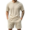 thumbnail image 1 of StSilkitty Men's 2 Piece Outfits Solid Color Short Sleeve Crewneck T-Shirts and Shorts Outfit Lightweight Comfy Casual Sets, 1 of 8