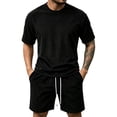 thumbnail image 1 of StSilkitty Men's 2 Piece Outfits Solid Color Short Sleeve Crewneck T-Shirts and Shorts Outfit Lightweight Comfy Casual Sets, 1 of 8