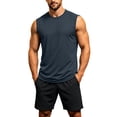 thumbnail image 1 of StSilkitty Men's 2 Piece Outfits Solid Color Sleeveless Crewneck Tank Tops and Shorts Set Summer Gym Running Tracksuits, 1 of 9