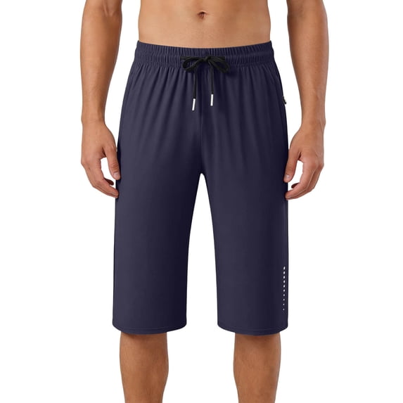 StSilkitty Men's Capri Pants with Pockets Solid Color Drawstring Elastic Waist Sweatpants Gym Training Cropped Pants