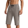 thumbnail image 1 of StSilkitty Men's Capris Solid Color Elastic Waist Drawstring Sweatpants with Pocket Soft Breathable Track Cropped Pants, 1 of 8