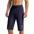 thumbnail image 1 of StSilkitty Men's Capris Solid Color Elastic Waist Drawstring Sweatpants with Pocket Soft Breathable Track Cropped Pants, 1 of 8