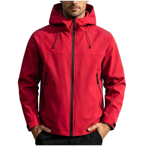 StSilkitty Men's Hooded Jacket Long Sleeve Full Zip Windbreaker Waterproof Raincoat Hiking Jackets Coat with Pockets