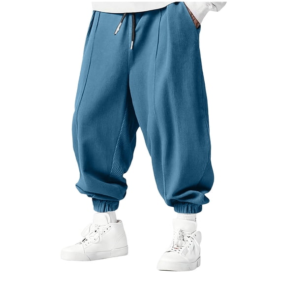 StSilkitty Men's Lightweight Casual Pants Solid Color Elastic Waist Drawstring Pant with Pockets Soft Comfy Tapered Trousers