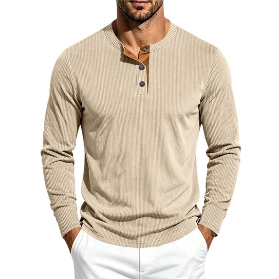 StSilkitty Men's Long Sleeve Shirts Lightweight Crewneck 3 Buttons T-Shirts Loose Casual Comfy Pullover Tops
