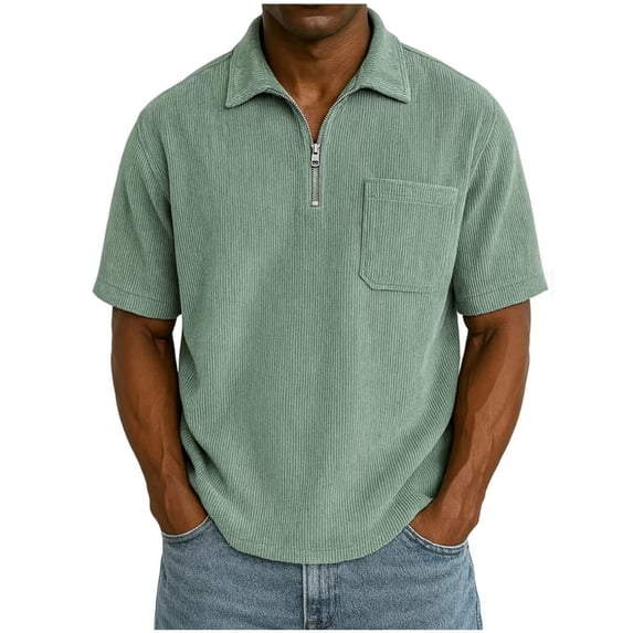 StSilkitty Men's Quarter Zip Golf Shirts Short Sleeve Collared Casual T-Shirts with Pocket Solid Color Lightweight Tops