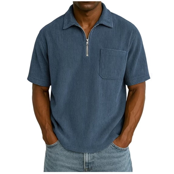 StSilkitty Men's Quarter Zip Golf Shirts Short Sleeve Collared Casual T-Shirts with Pocket Solid Color Lightweight Tops