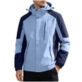 thumbnail image 1 of StSilkitty Men's Rain Jacket Color Block Long Sleeve Full Zip Windbreaker Waterproof Hooded Raincoat with Pockets, 1 of 9