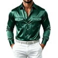 thumbnail image 1 of StSilkitty Men's Satin Shirts Long Sleeve Collared Button down Dress Shirt with Pockets Lightweight Business Casual Tops, 1 of 5