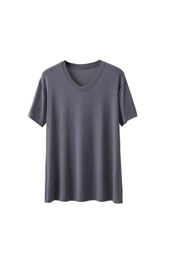 Men's Short Sleeve Pajamas T-Shirts Lounge Round Neck Sleepwear Shirt Soft Breathable Sleeping Tops