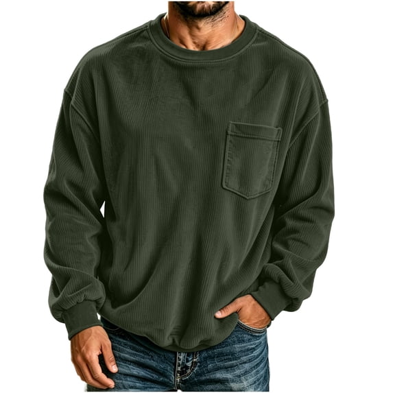 StSilkitty Men's Sweatshirt Tops Long Sleeve Crew Neck Pullover Sweatshirts with Pocket Fall Winter Lightweight Casual Clothes