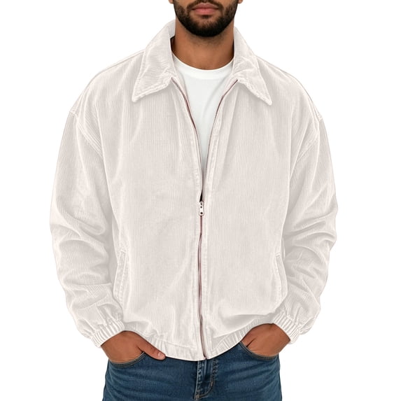 StSilkitty Men's Zip up Jacket Long Sleeve Collared Jacket Coat with Pockets Fall Winter Lightweight Casual Outerwear