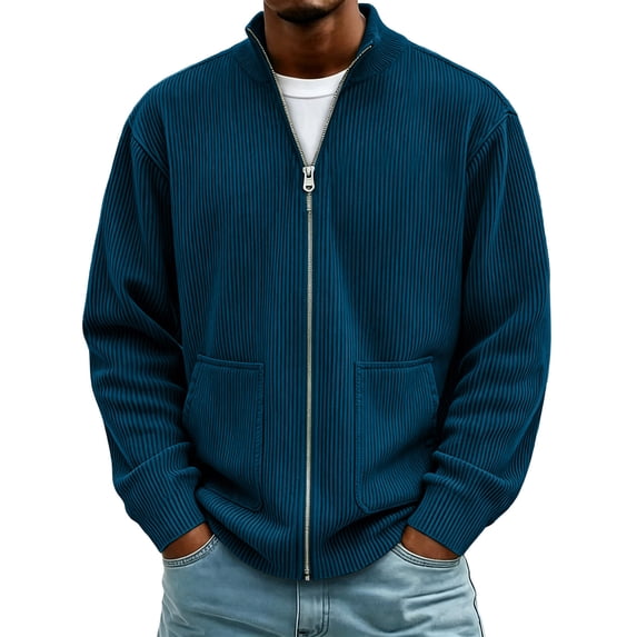 StSilkitty Men's Zip up Jacket Long Sleeve Stand Collar Jacket Coat with Pockets Fall Winter Lightweight Casual Outerwear