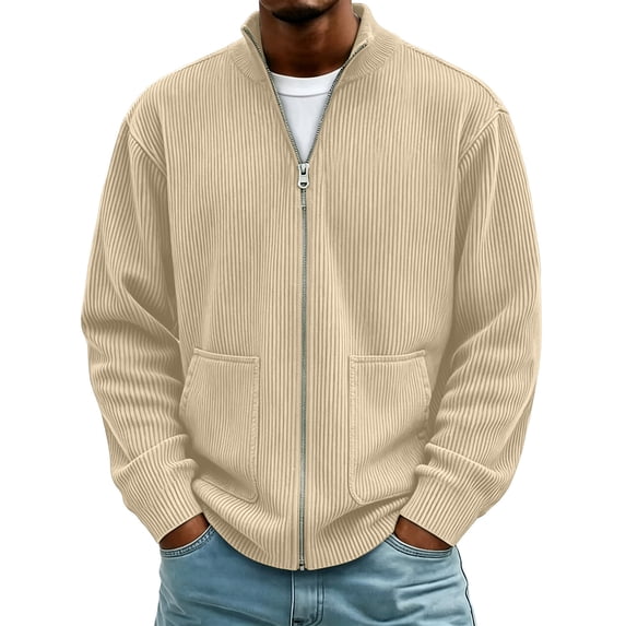 StSilkitty Men's Zip up Jacket Long Sleeve Stand Collar Jacket Coat with Pockets Fall Winter Lightweight Casual Outerwear