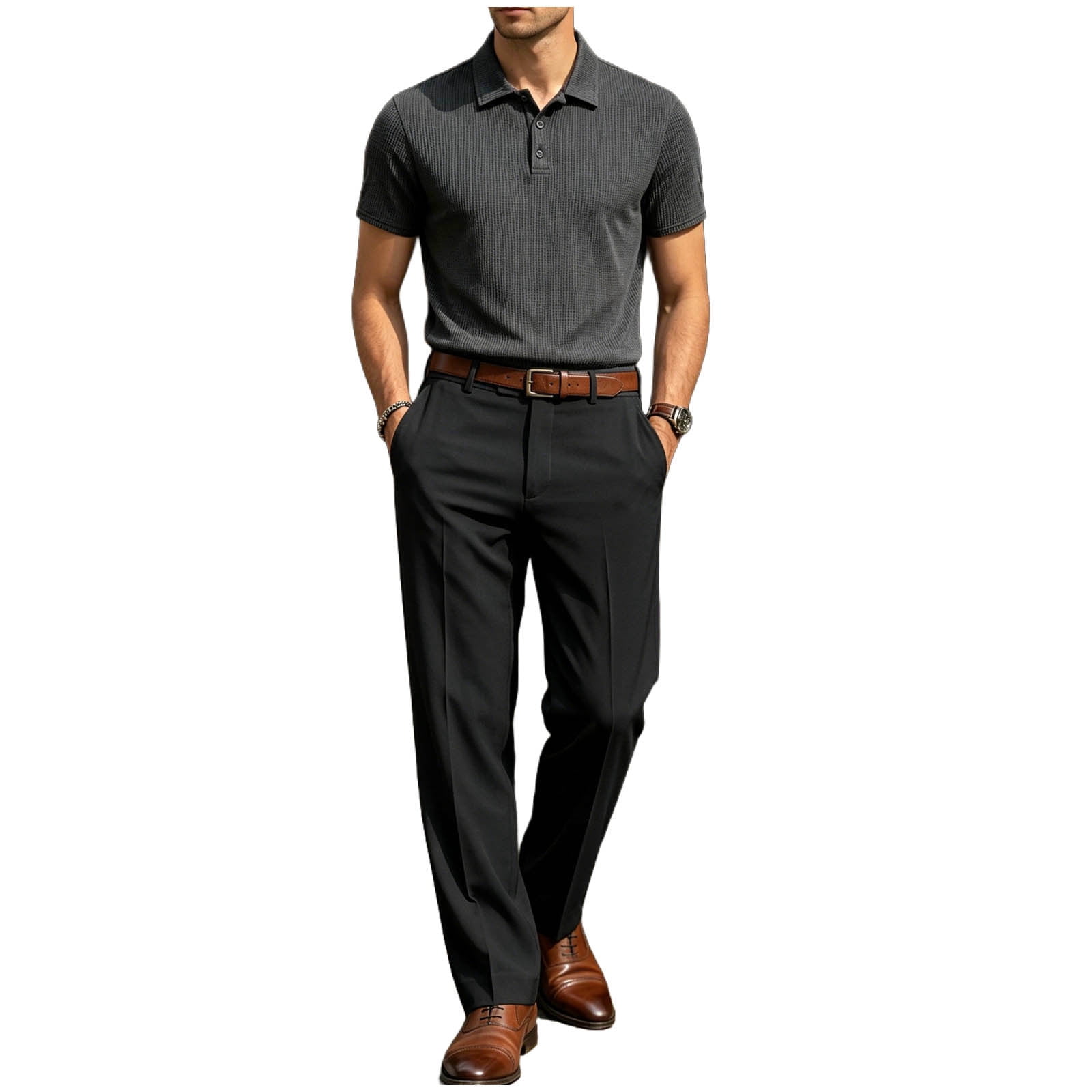golf shirt with dress pants Personalize And Add To Cart Men's Set Polo+Pants pure navy XL level than that. Wear Untucked Polo With Dress