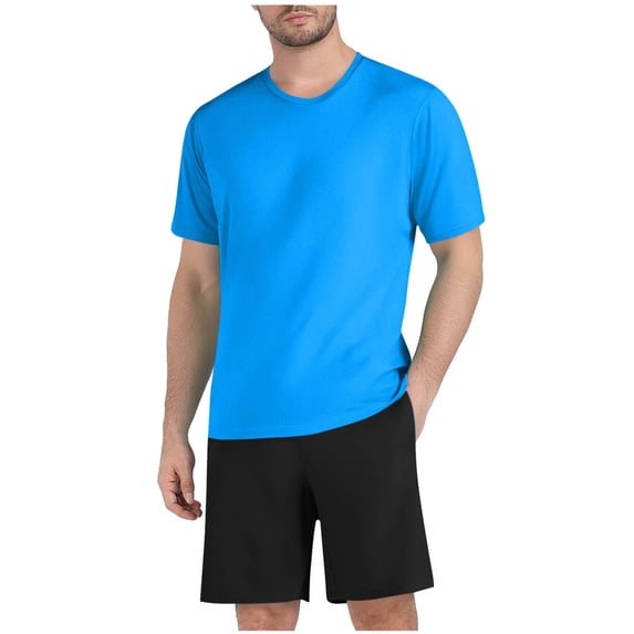 StSilkitty Mens 2 Piece Tracksuit Sets Solid Color Short Sleeve Crewneck T Shirts and Shorts Outfits Running Athletic Set