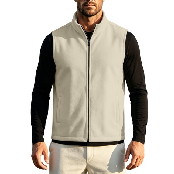StSilkitty Mens Fleece Vest Sleeveless Full Zip up Waistcoat Jacket Fall Winter Warm Casual Vest with Pockets