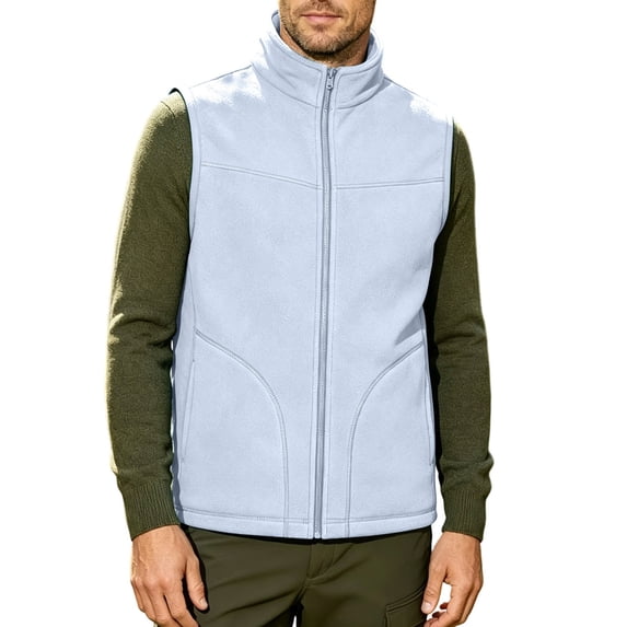 StSilkitty Mens Fleece Vest Zip up Sleeveless Stand Collar Jacket Coat Fall Winter Casual Fashion Outerwear with Pockets