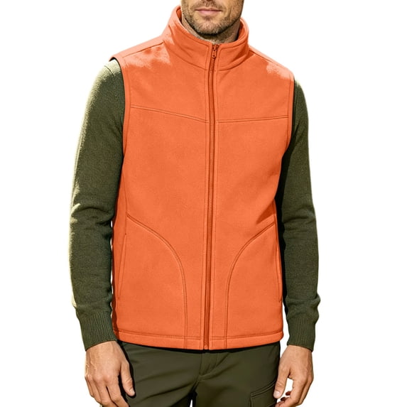 StSilkitty Mens Fleece Vest Zip up Sleeveless Stand Collar Jacket Coat Fall Winter Casual Fashion Outerwear with Pockets