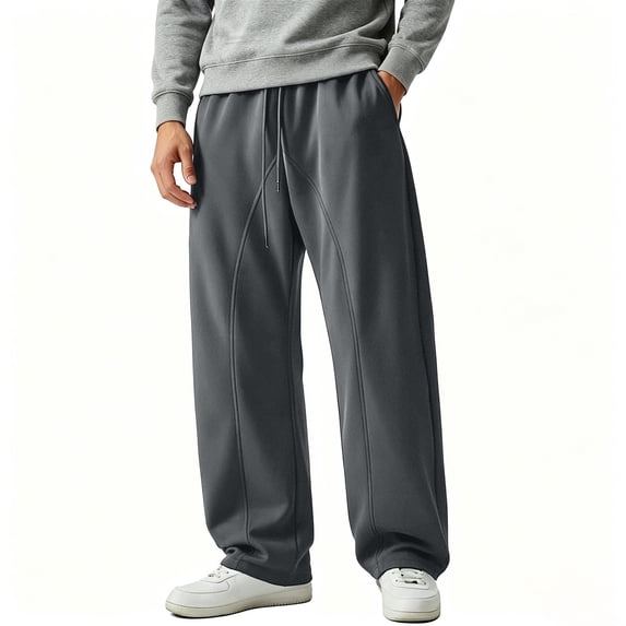StSilkitty Mens Joggers Trousers Solid Color Drawstring Elastic Waistband Sweatpants Lightweight Soft Athletic Pants with Pockets