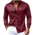 thumbnail image 1 of StSilkitty Mens Long Sleeve Shirts Satin Collared Button down Shirt with Pocket Solid Color Lightweight Casual Tops, 1 of 5
