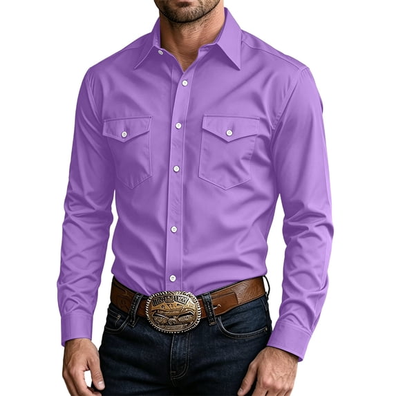 StSilkitty Mens Long Sleeve Shirts Solid Color Button down Collared Shirt with Pocket Lightweight Soft Casual Tops