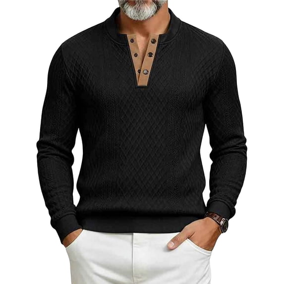 StSilkitty Mens Long Sleeve Sweatshirts Textured Crew Neck Button Sweatshirt Lightweight Fashion Pullover Shirts
