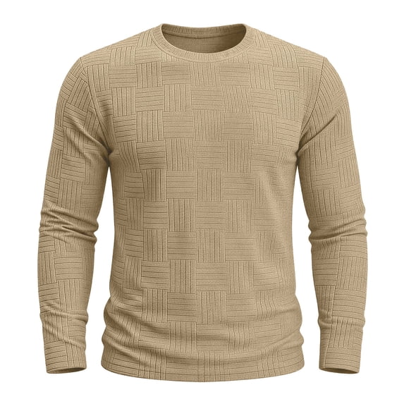 StSilkitty Mens Long Sleeve T-Shirts Textured Solid Color Crewneck T Shirt Fall Winter Warm Pullover Tops