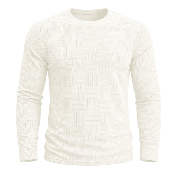 StSilkitty Mens Long Sleeve T-Shirts Textured Solid Color Crewneck T Shirt Fall Winter Warm Pullover Tops