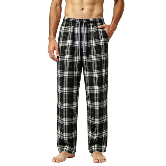 StSilkitty Mens Pajama Pants Plaid Elastic Waist Drawstring Lounge Pants Lightweight Sleepwear Trousers with Pockets