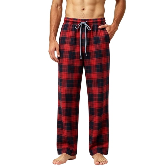 StSilkitty Mens Pajama Pants Plaid Elastic Waist Drawstring Lounge Pants Lightweight Sleepwear Trousers with Pockets