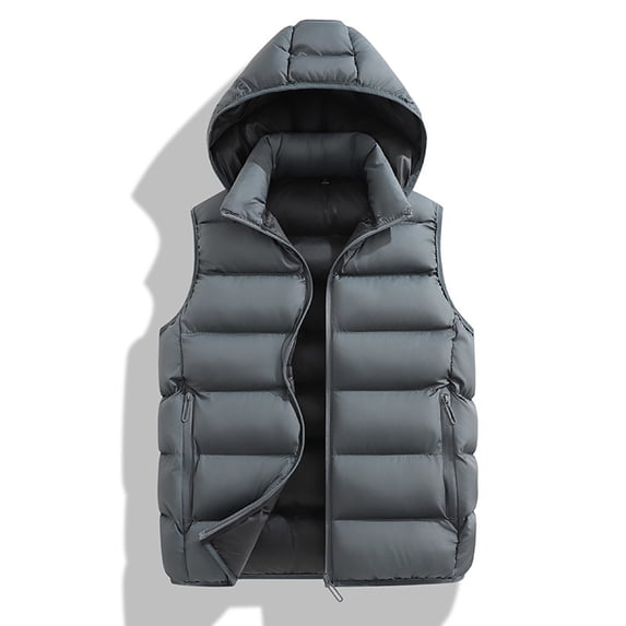 StSilkitty Mens Puffer Vest Zip up Sleeveless Hooded Jacket Coat with Pockets Winter Casual Fashion Warm Outerwear
