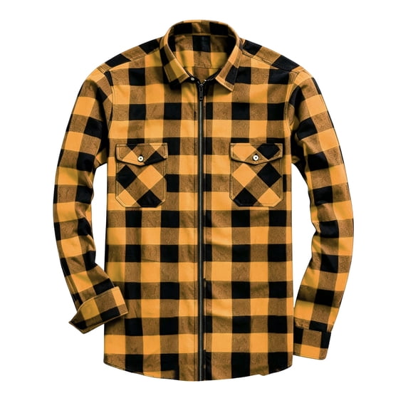 StSilkitty Mens Shirt Jacket Plaid Long Sleeve Collared Full Zip up Jacket Coat with Pockets Lightweight Casual Coats