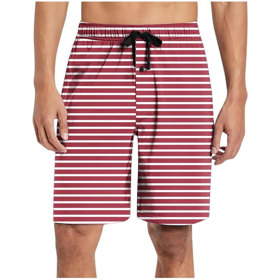 StSilkitty Mens Striped Pajama Shorts Summer Casual Drawstring Sleepwear Shorts Soft Breathable Pj Shorts