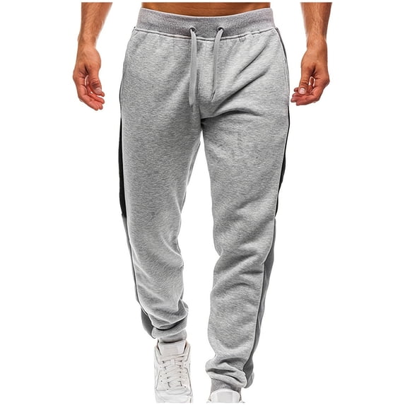 StSilkitty Mens Sweatpants Color Block Elastic Waist Drawstring Jogger Pants with Pockets Running Athletic Trousers