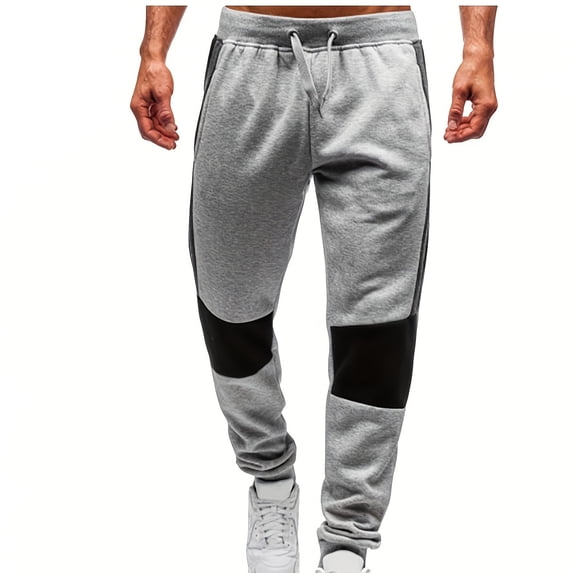 StSilkitty Mens Sweatpants Color Block Elastic Waist Drawstring Jogger Pants with Pockets Running Athletic Trousers
