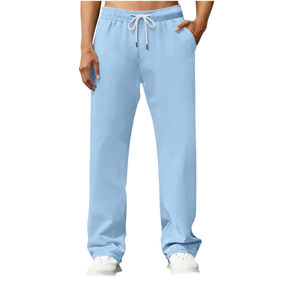 StSilkitty Mens Sweatpants Lightweight Elastic Waist Drawstring Sweat Pants Straight Leg Running Athletic Trousers with Pockets