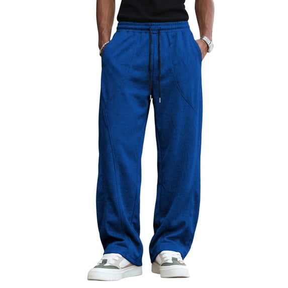 StSilkitty Mens Wide Leg Sweatpants Elastic Waist Drawstring Sweat Pants Gym Athletic Running Trousers with Pockets