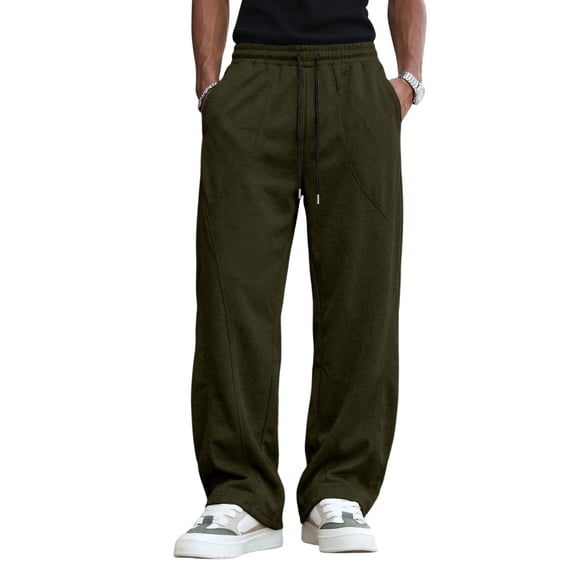 StSilkitty Mens Wide Leg Sweatpants Elastic Waist Drawstring Sweat Pants Gym Athletic Running Trousers with Pockets