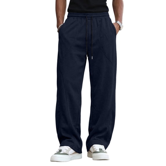 StSilkitty Mens Wide Leg Sweatpants Elastic Waist Drawstring Sweat Pants Gym Athletic Running Trousers with Pockets