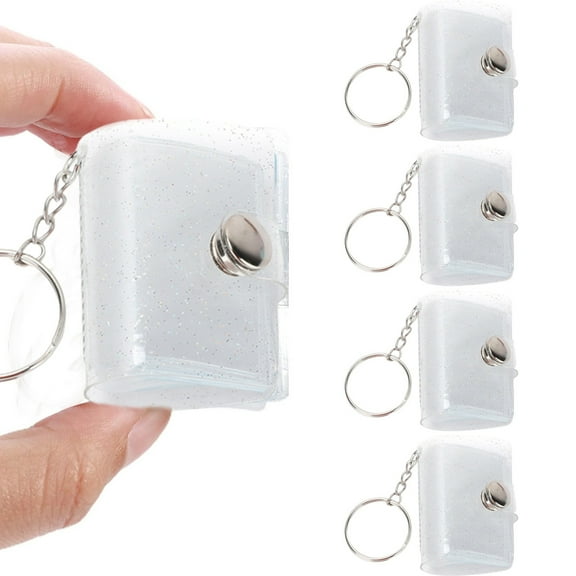 StSilkitty Mini Photo Album Keychain for Weddings,Anniversaries,Birthdays,and Valentine's Day Portable PVC Photo Storage with Button Design,Set of 5
