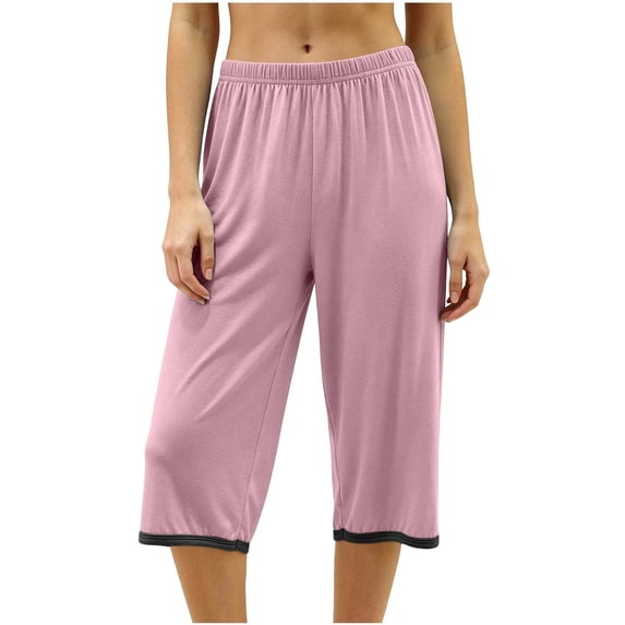 StSilkitty Pajama Capri Pants for Women Elastic Waist Lounge Sleepwear Cropped Pants Lightweight Comfy Pj Capris