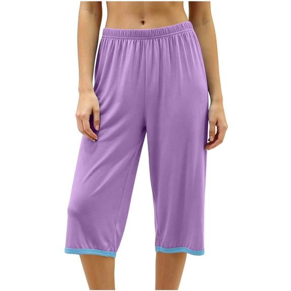 StSilkitty Pajama Capri Pants for Women Elastic Waist Lounge Sleepwear Cropped Pants Lightweight Comfy Pj Capris