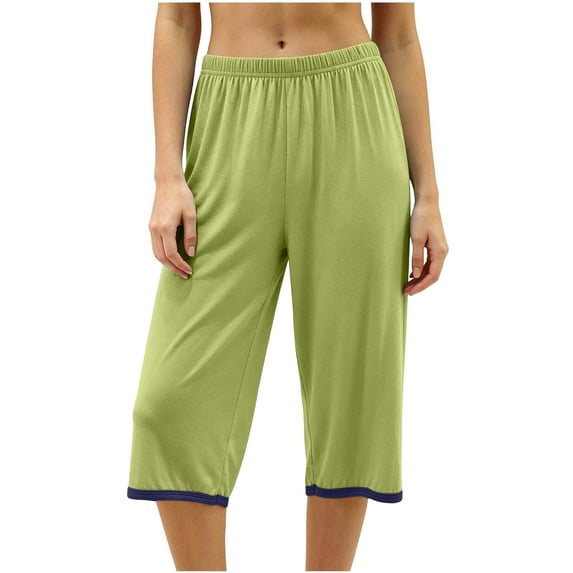 StSilkitty Pajama Capri Pants for Women Elastic Waist Lounge Sleepwear Cropped Pants Lightweight Comfy Pj Capris