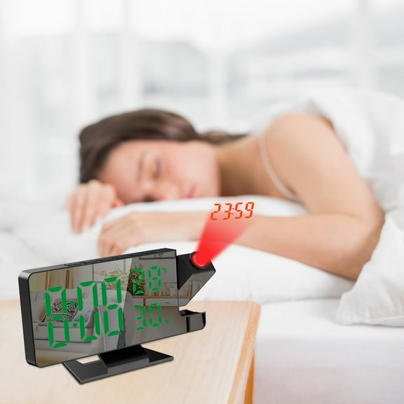 StSilkitty Projection Alarm Clock,Multifunctional LED Temperature and Humidity Display,Intelligent Electronic Clock,Memory,Bedroom Desk Clock